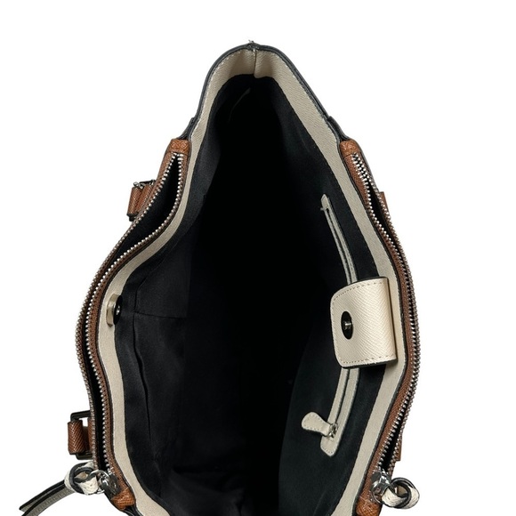 Mondani Rita Tote Satchel Brown Faux Saffiano Leather Handbag Purse - Picture 4 of 8